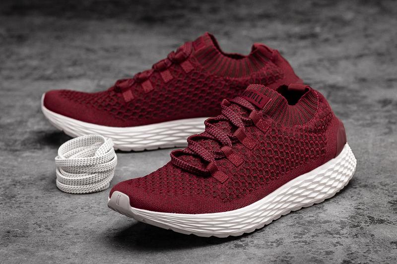 Nobull Crimson Knit Runner Men's Running Shoes Burgundy | USA Y1032X